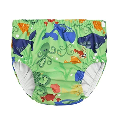 Durio Swim Diaper Washable Swimming Diapers Unisex Toddler Newborn Swim Diaper Reusable Girls Boy B Green SeaLife 3-6 Months - Image 1