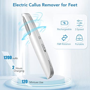 LINKEVAP Electric Callus Remover for Feet, Professional Pedicure Kit Foot Scrubber for Dry, Dead, Cracked, Hard Skin, at Home Feet Spa Care Kit for Men & Women (Cold White) - Image 3