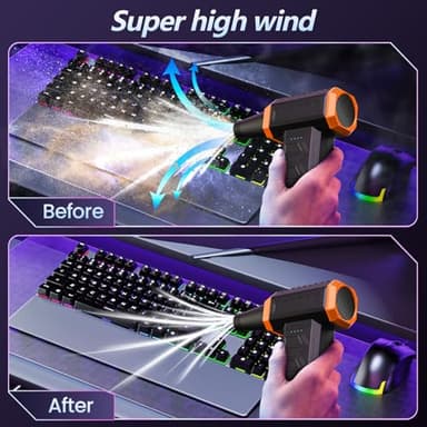 Electric Air Duster, 32,0000 RPM Compressed Air Duster & Blower, 7600mAh Rechargeable, 3-Speed LED Keyboard Cleaner for PC/Computer/Car, No Canned Air - Turbo Fan, Battery Powered - Image 6