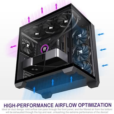 FOIFKIN F300 (2025) PC Case - Pre-Installed 4 No RGB Fan, ATX Mid-Tower Gaming PC Case, 270° Panoramic Glass with Type-C, FOIFKIN (Black) - Image 4