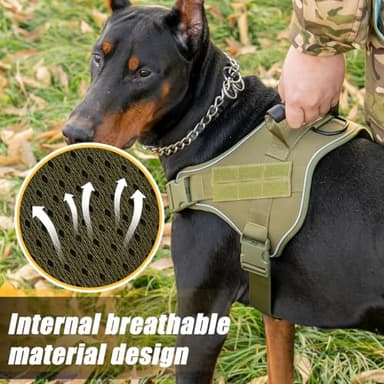 Bcadem Tactical Dog Harness,No Pull Military Pet Harness for Medium Large Dogs, Adjustable Service Dog Vest Harness with Night Reflective, Easy Control Handle for Walking, Hiking, Training (Green) - Image 4