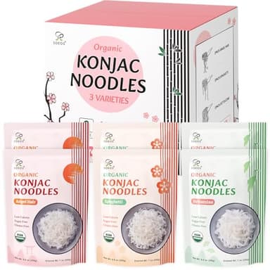 Soeos Konjac Noodles, Organic Shirataki Noodle, Low Calorie, Keto and Paleo Friendly, 3 Variety Noodles, 52.8 Ounce (Pack of 6) - Image 1