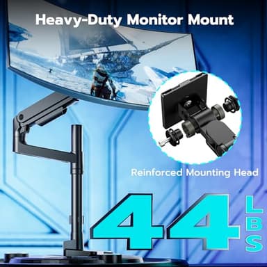 ARES WING Heavy-Duty Monitor Mount for 17-49 inches Ultrawide Curved Flat Monitors, Holds 44lbs, with 18" Extended Column for Desk, Adjustable Gas Spring, Black - Image 3