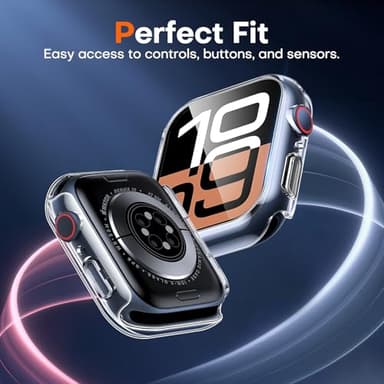 TAURI 2 Pack Hard Case for Apple Watch Series 10 (2024) 42mm, with PC Tempered Glass Screen Protector, [Scristant Resistant], [Overall Protection] Slim Cover for iWatch S10 42mm, Clear - Image 5