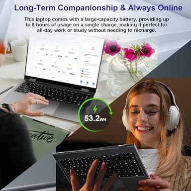 jumper 2 in 1 Laptop, 16 inch Convertible Laptop Computer with IPS FHD 360 Degree Touchscreen, 640GB Storage, 16GB RAM, Fingerprint Reader, Backlit Keyboard, Celeron N5095, 53.2WH, WiFi 6 - Image 7