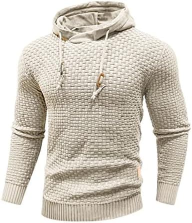 Zaitun Mens Hooded Sweatshirt Long Sleeve Solid Knitted Hoodie Pullover Sweater - Image 3