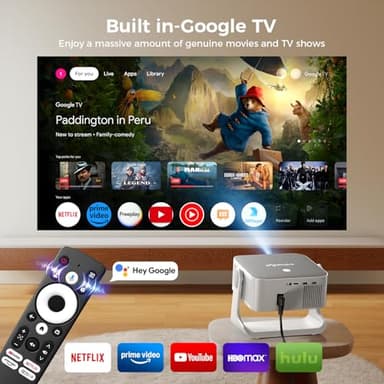 ELEPHAS 4K Smart Projector with WiFi and Bluetooth - Compatible with Google TV, Netflix, Prime Video, YouTube, Dolby Audio, Auto Focus & Keystone, 270° Rotatable, Video Projector for Indoor/Outdoor - Image 2