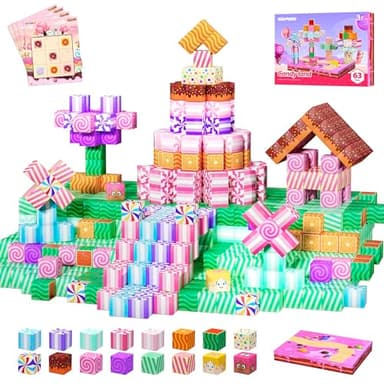 SILYMOLY Magnetic Blocks Candy Land Edition, Magnetic Tiles Building Blocks Boys & Girls Toys Age 3-5 4-8 5-7 Sensory Gift for Kids，Magnets Cubes，Upgraded STEM Gift 1.2 Inches - Image 9