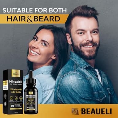 beaueli 5% Minoxidil for Men & Women Hair Growth, Beard Growth, Hair Loss Treatment, Unisex Adult, Unscented Foam, 1oz - Image 6
