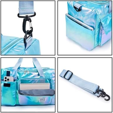 Small Gym Bag for Women, Travel Duffle Bag Carry On Weekender Bag with Shoe Compartment - Image 3