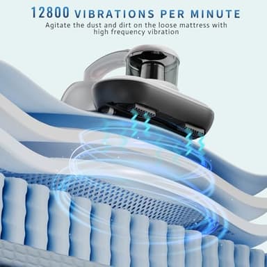 Mattress Vacuum Cleaner, Handheld UV Bed Vacuum Cleaner 16KPa & 12800 Vibrations Per/Min Upgraded Effectively Clean Up Bed, Pillows, Cloth Sofas, Carpets and Ther Fabric Surfaces - Image 3