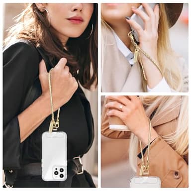 MOUTAKEY Phone Wrist Strap Metal Phone Chain Wristlet Strap Detachable iPhone Lanyard Wrist with 2 Tether Tabs iPhone Charm strap For Women girls Shopping Traveling Party Walking - Image 6