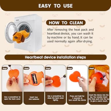 Trail Tail Dogs Calming Toy with Heartbeat, Dog Anxiety Relief Calming Aid,Anxiety Relief for Dogs Calming,Box Included a pet Calming Collars,48h Warm Pack,Plush Puppy Toy,Heartbeat Toy(Black) - Image 5