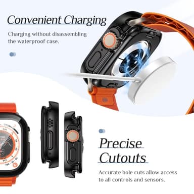 Goton 2 in 1 Waterproof Case for Apple Watch Ultra 3/2/1 Screen Protector 49mm, 360 Protective Glass Face Cover Hard PC Bumper + Back Frame for iWatch Ultra Accessories 49 mm, Clear - Image 6