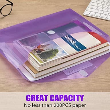 Sooez 10 Pack Plastic Envelopes Poly Envelopes, Clear Document Folders File Folders US Letter A4 Size File Folder with Label Pocket, Teacher School Office Supplies Organization Storage, Assorted Color - Image 7