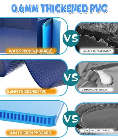 Giant Dog Pool 107"x 20", Hyperzoo Foldable Dog Swimming Pool, Hard Plastic PVC Leakproof Doggie Wading Collapsible Pet Bathing Tub for Puppy Small Medium Large Dogs and Kids, Blue - Image 5