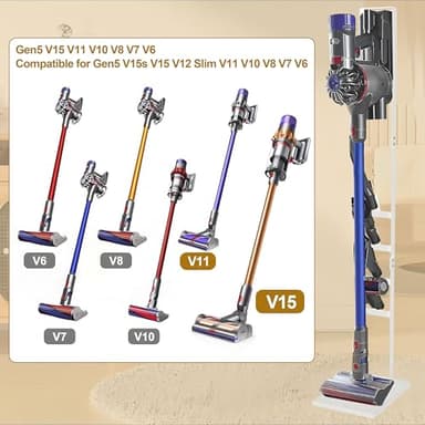 OUTBROS Vacuum Stand, Metal Storage Bracket Compatible with Dyson V15 V12 V11 V10 V8 Series Handheld Cordless Vacuum Cleaners and Accessories, Stable Attachments Organizer, White - Image 4