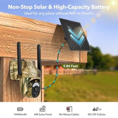 4G LTE Cellular Trail Cameras 2K 360° View Live Streaming Game Camera Built-in SIM Card with Motion Activated Color Night Vision Remote Phone Access Solar Powered Trail Camera IP65 Waterproof - Image 6