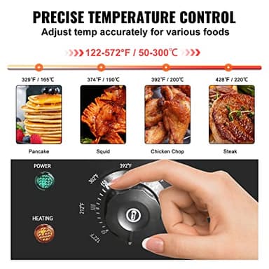 VEVOR Commercial Electric Griddle, 22", 1600W Countertop Flat Top Griddle, Stainless Steel Teppanyaki Grill w/Iron Cooking Plate, 122-572℉ Adjustable Temp Control 2 Shovels & Brushes, 110V - Image 4