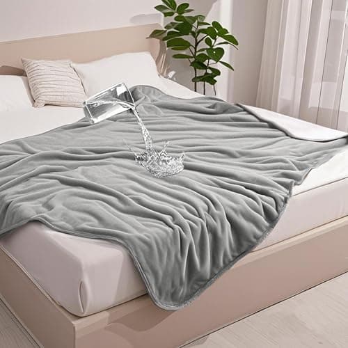 gogobunny Waterproof Blanket for Bed Couch Sofa, Liquid Pee and Fur Proof Pet Blanket for Dog Puppy Cat, Reversible Sherpa Fleece Throw Blanket Furniture Cover Protector (Grey, 50x60 inches) - Image 1