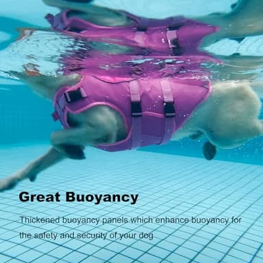 Petglad Dog Life Jacket, Reflective Dog Harness Life Vest with Rescue Handle for Swimming Boating, Adjustable High Buoyancy Flotation Swim Vest for Small Meium Large Dogs - Pink, M - Image 2