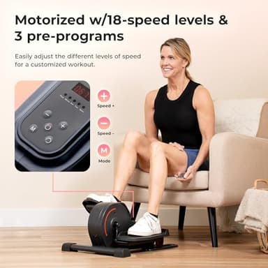 Sunny Health & Fitness Smart Electric Motorized Under Desk Elliptical Cardio Exerciser with Optional Exclusive SunnyFit® App Enhanced Bluetooth Connectivity – SF-E3959SMARTG - Image 2