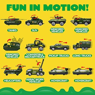 JOYIN 25 in 1 Green Military Big Truck Toys, Army Men Tanks Set with Soldier Men, Mini Battle Car Toy in Carrier Truck with Lights and Sounds, Gifts for Toddler Kids Boys Ages 3+ - Image 3