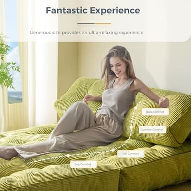 MAXYOYO Folding Sofa Bed, Convertible Sleeper Chair with Pilow Foldable Matress with Back Support, Portable Fold Out Chair Bed for Living Room Bedroom, Green Double - Image 7