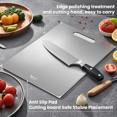 3 Pack Titanium Cutting Board - 100% Pure Titanium Cutting Boards For Kitche,Easy to clean, Double-sided food-grade Cutting Board For Meats, Fruits And Vegetables (M+L+XL) - Image 5