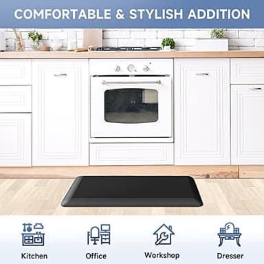 4/5 Inch Thick Kitchen Mats for Floor, StepRite Kitchen Rug for Standing Desk, Non-Slip, Thicker, Stain Resistant, Water Resistant, Comfort Anti Fatigue Floor Mat for Home, Kitchen, Office - Black - Image 7