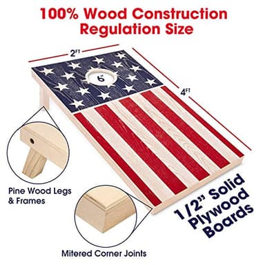 GoSports Flag Series Wood Cornhole Sets – Choose American Flag or State Flags – Includes Two Regulation Size 4 ft x 2 ft Boards, 8 Bean Bags, Carrying Case and Rules - Image 2