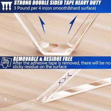 ZMUAXUAN Strong Nano Double Sided Tape Heavy Duty Mounting,Clear Removable Wall Sticky Adhesive Strips,Reusable Thick Gel Grip for Hanging Picture,Poster,Carpet,Photo - Image 6