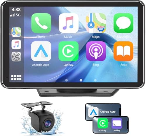 Gegaibe Wireless Car Stereo with Apple CarPlay/Android Auto, Portable Touch Screen Car Radio Multimedia Player with Bluetooth, Backup Camera, Navigation, Mirror Link for All Vehicles - Image 1