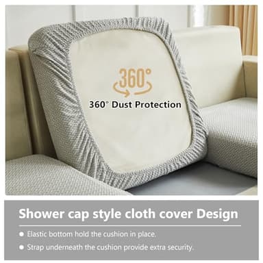Yoovat Couch Cushion Covers for Sofa Couch Covers Wear-Resistant Universal Sofa Cover Stretch for Sectional Slipcovers (Texture-Light Gray,Back Cover M) - Image 4