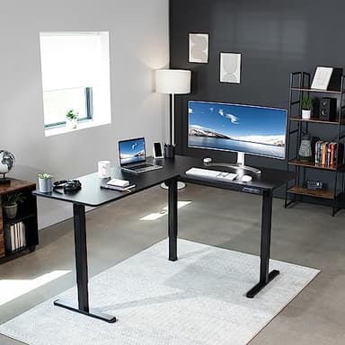 VIVO Electric Corner 63 x 55 inch L-Shaped Standing Desk, Memory Height Adjustment, Black Top Black Frame, DESK-E3CTB - Image 8