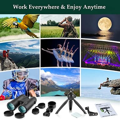 Adorrgon 12x42 HD Binoculars for Adults High Powered with Phone Adapter, Tripod and Tripod Adapter - Large View Binoculars with Clear Low Light Vision - Binocular for Bird Watching Cruise Travel - Image 6