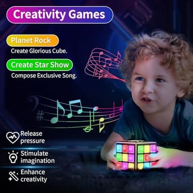 Niufunmal Rechargeable Game Cube - 15-in-1 Fun Brain Memory & Speed Games for Kids - Christmas Easter Birthday Gifts for Boys Girls Ages 6-12+ Years Old - Toys for Kids Teens with Score Screen (Black) - Image 6