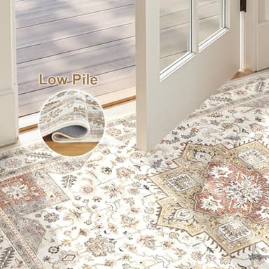 Vintage Living Room Area Rug 2x3 - Large Soft Washable Oriental Traditional Distressed Farmhouse Rugs for Bedroom - Indoor Floor Accent Carpet for Home Office House Decor - Golden Taupe - Image 4