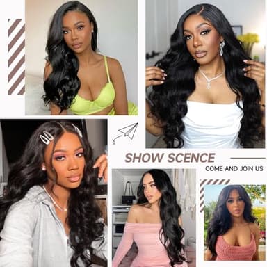 GBUN 13x6 Lace Front Wigs Human Hair 28 Inch Body Wave HD Lace Front Wigs Human Hair Pre Plucked 200 Density with Baby hair Transparent Lace Frontal Wigs for Women Natural Color - Image 3