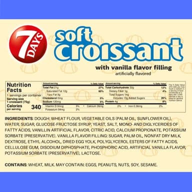 7Days Soft Croissant Variety Pack (24 Count), 6 Chocolate, 6 Vanilla, 6 Strawberry Vanilla, 6 Caramel, Breakfast Pastry, Individually Wrapped On The Go Snack (Pack of 24) - Image 3