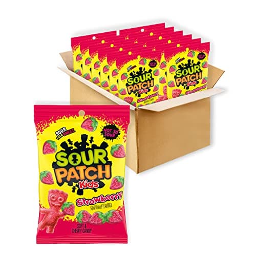 SOUR PATCH KIDS Strawberry Soft & Chewy Candy, Bulk Candy, 12-8 oz Bags - Image 1