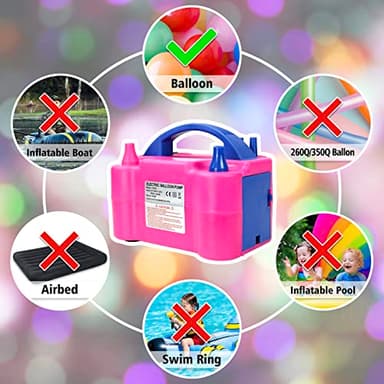 Motorenbau Electric Balloon Pump, Portable Electric Balloon Blower Machine Balloon Air Pump, Dual Nozzle 110V 600W Balloon Inflator for Party Decoration Christmas Birthday - Image 6