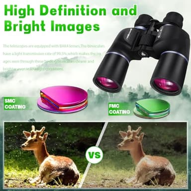 OPTIVORA 10-32x60 Zoom Binoculars for Adults High Powered with BAK4,SMC Lenses,These Long-Range Binoculars for Adults are Perfect for Bird Watching,Hunting,Whale Watching,etc. - Image 4