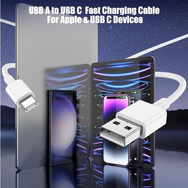 Car Carplay Cable for iPhone 17 16 15 Pro Plus Pro Max Air，3-Pack [3.3FT+3.3FT+6FT] USB A to USB C Cable for iPhone 17 16 15，for iPad Pro/Air/Mini，for Galaxy S25 S24，for MacBook Pro/Air and More - Image 3