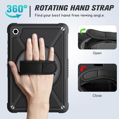 ZtotopCases for Samsung Galaxy Tab A9+ / a9 Plus 11'' 2023 (SM-X210/X216/X218), Shockproof Hard Duty Case with Screen Protector+360 Rotating Hand Strap&Stand+Shoulder Strap for Tab A9+ Tablet, Black - Image 4