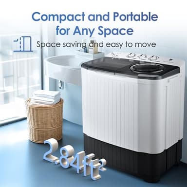 Anypro Portable Clothes Washing Machine, Twin Tub 28 Lbs Capacity Laundry Washer and Dryer Combo 2 In 1 Washer (18 Lbs) & Spinner (10 Lbs) for Apartments, Dorms, RV, Camping - Image 8