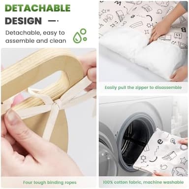 BlueWood Pikler Triangle Set with Cushion, 8-in-1 Climbing Toys for Toddlers, Montessori Philosophy Play Jungle Gym with Arch, Ramp, Ladder(Sunshine Rainbow - Image 4