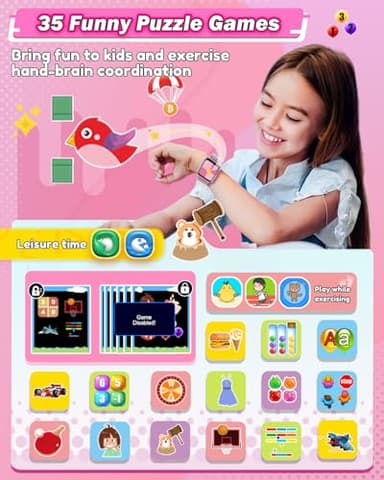Sueseip Kids Smart Watches Girls Toys Age 6-8, HD Touchscreen Dual Cameras Kids Watch for Girl Ages 8-10, Kid Toy with 35 Games MP3 Learn Card for 5 6 7 8 9 Year Old Girl Christmas Birthday Gifts - Image 5
