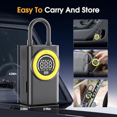 Tire Inflator Portable Air Compressor,150 PSI Cordless Air Pump for Car Tires with Digital Pressure Gauge & LED Light,5X Faster Portable Tire Inflator for Car,Motorcycle,Bike,Ball - Image 8