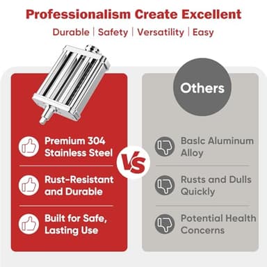 3 in 1 Pasta Attachment for KitchenAid Stand Mixer, All Metal Pasta Maker KitchenAid Attachment, Pasta Sheet Roller, Spaghetti Cutter, Fettuccine Cutter Maker Accessories and Cleaning Brush by Gvode - Image 6